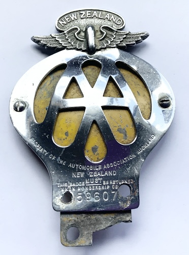 Vintage New Zealand Automobile Association AA Car Badge